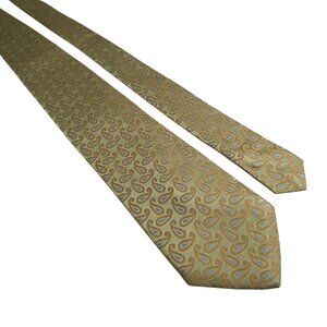 Covington Gold Blue Green Paisley Silk Tie 3.5" Width Classic Design Men Office